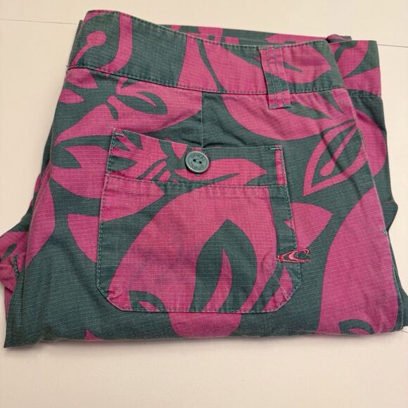 Vintage O'Neil Jr's 13 Green Pink 100% Ripstop Cotton Hawaiian Board Shorts - Picture 10 of 16